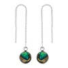 Zilveren chain oorbellen, ronde Abalone steen
