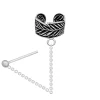 Zilveren ear cuff, blad met chain