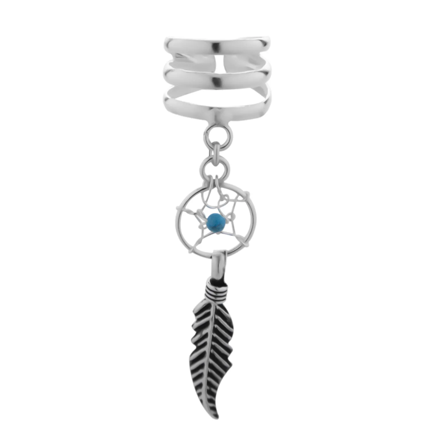 Zilveren ear cuff, dromenvanger