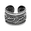 Zilveren ear cuff, geoxideerd zilveren band met roos