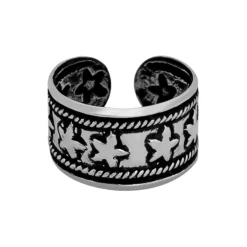 Zilveren ear cuff, geoxideerd zilveren band met sterren