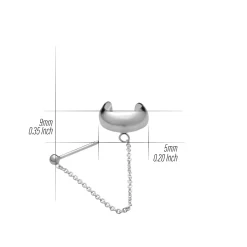 Zilveren ear cuff met chain
