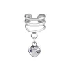 Zilveren ear cuff met hanger, hartje in verschillende kleuren