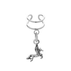 Zilveren ear cuff met hanger, Pegasus