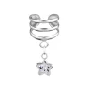Zilveren ear cuff met hanger, ster in verschillende kleuren