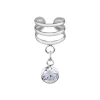 Zilveren ear cuff met hanger, rondje in verschillende kleuren