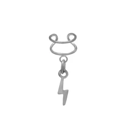 Zilveren ear cuff met hanger, bliksemschicht