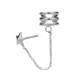 Zilveren ear cuff met oorsteker, ster