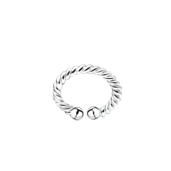 Zilveren ear cuff, spiraalvorm met bolletjes