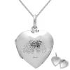 Zilveren ketting, hart medaillon met tree of life