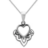 Zilveren ketting, hart met sierlijke details