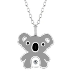 Zilveren ketting, koala met kristal