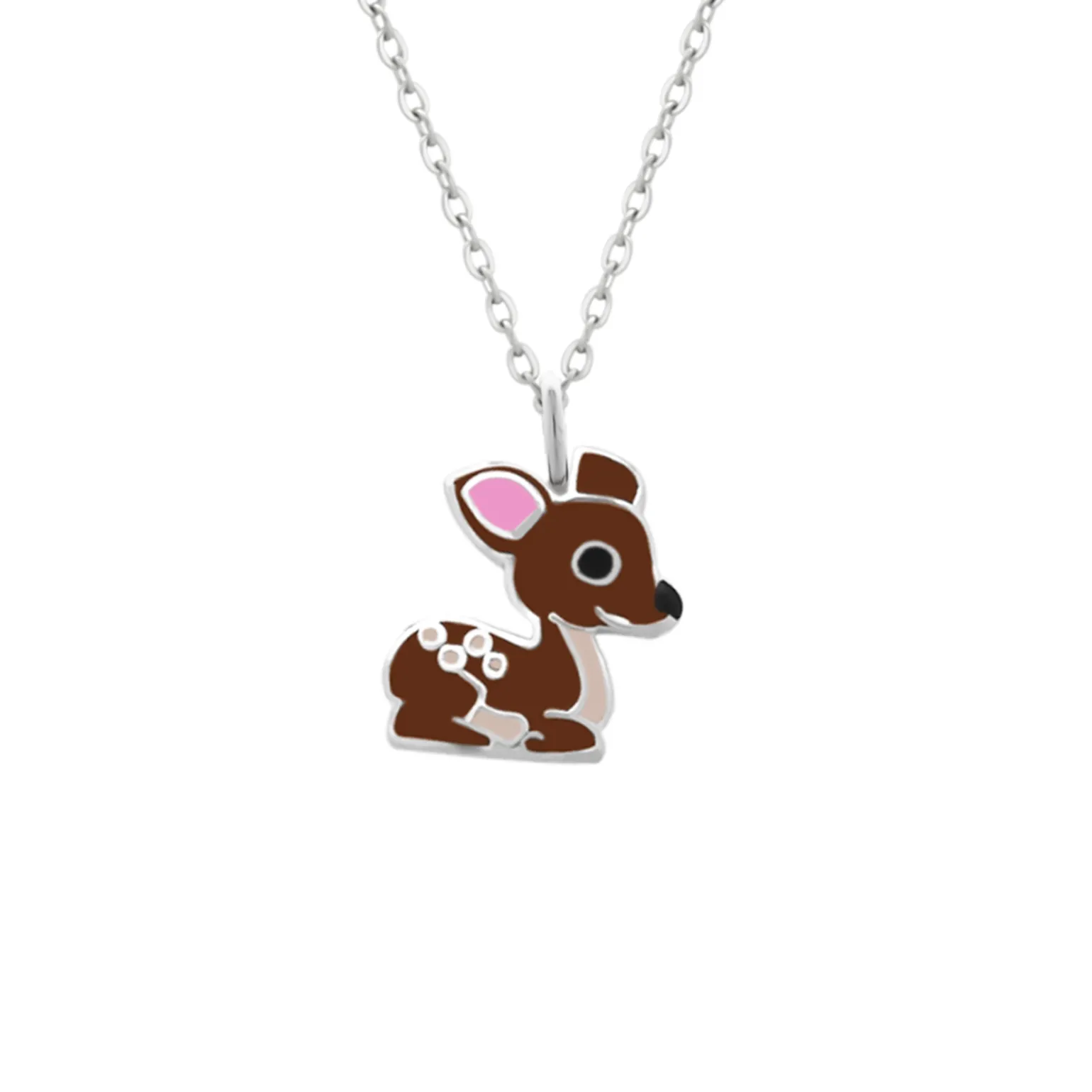 Zilveren ketting met bruin hertje