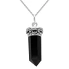 Zilveren ketting met hanger, puntige onyx steen met rijk bewerkte rand