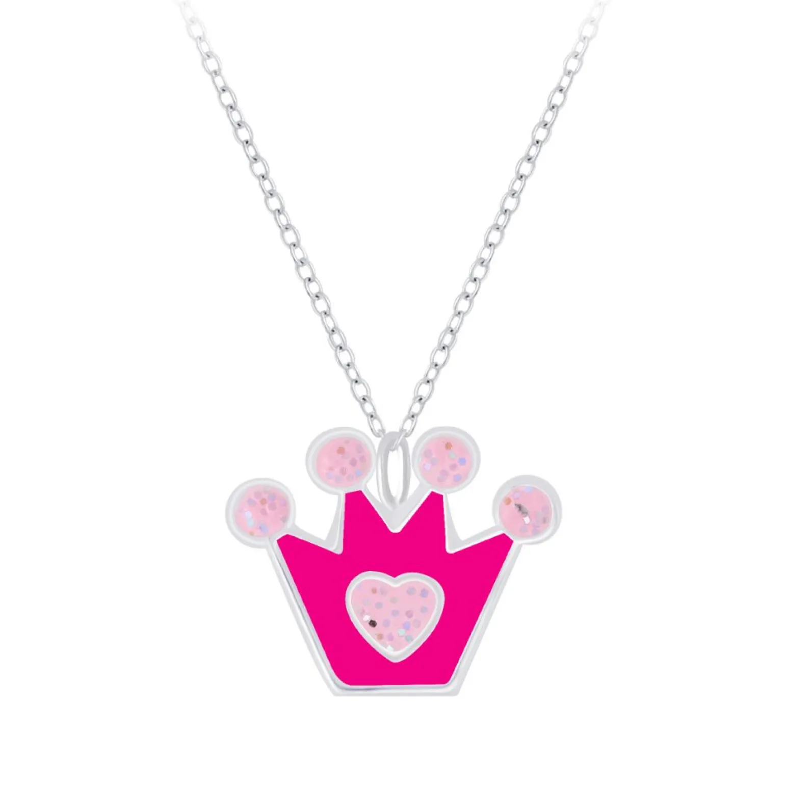 Zilveren ketting met hanger, kroontje