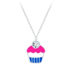 Zilveren ketting met hanger, cupcake