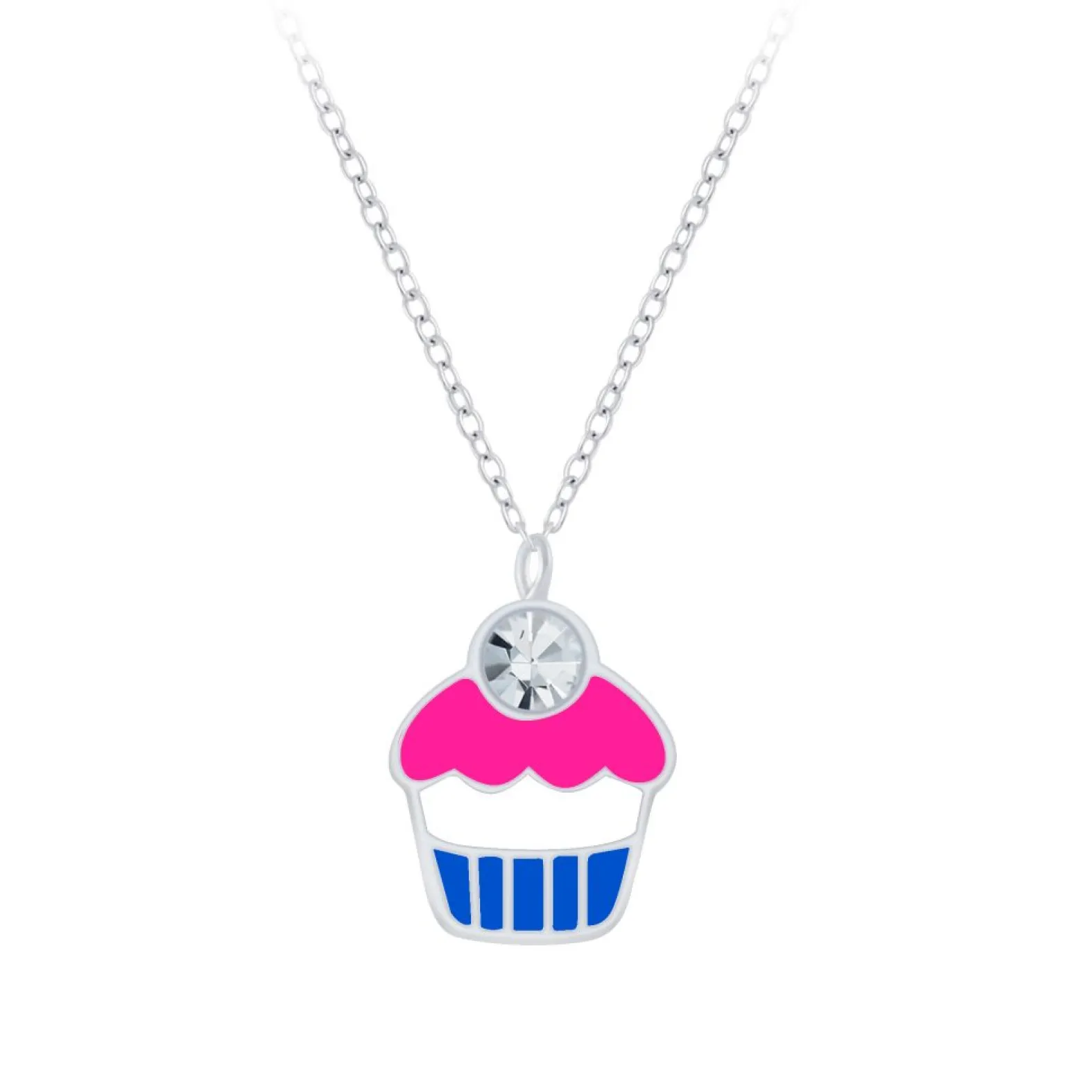 Zilveren ketting met hanger, cupcake