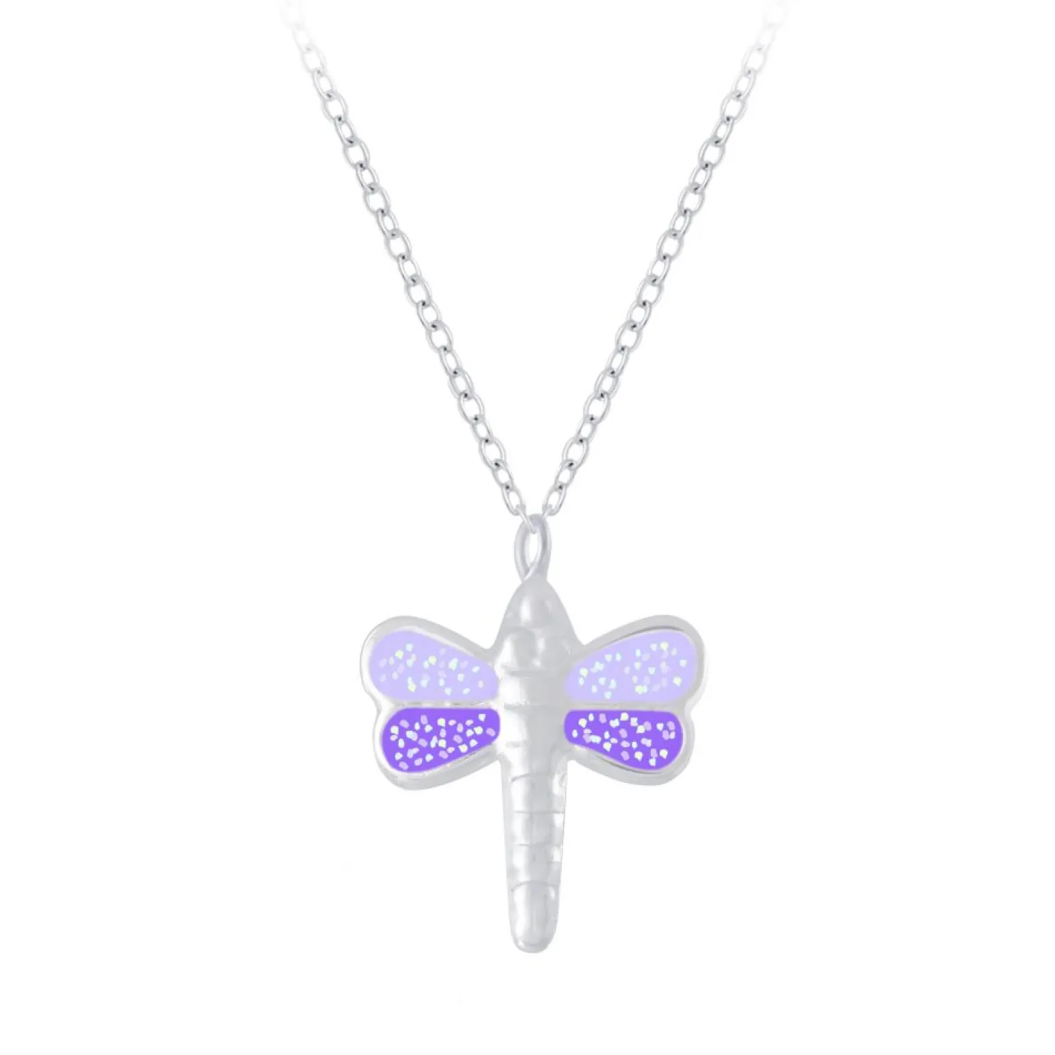 Zilveren ketting met hanger, libel