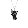 Zilveren ketting met hanger, zwart katje