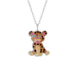 Zilveren ketting met hanger, cheeta of panter
