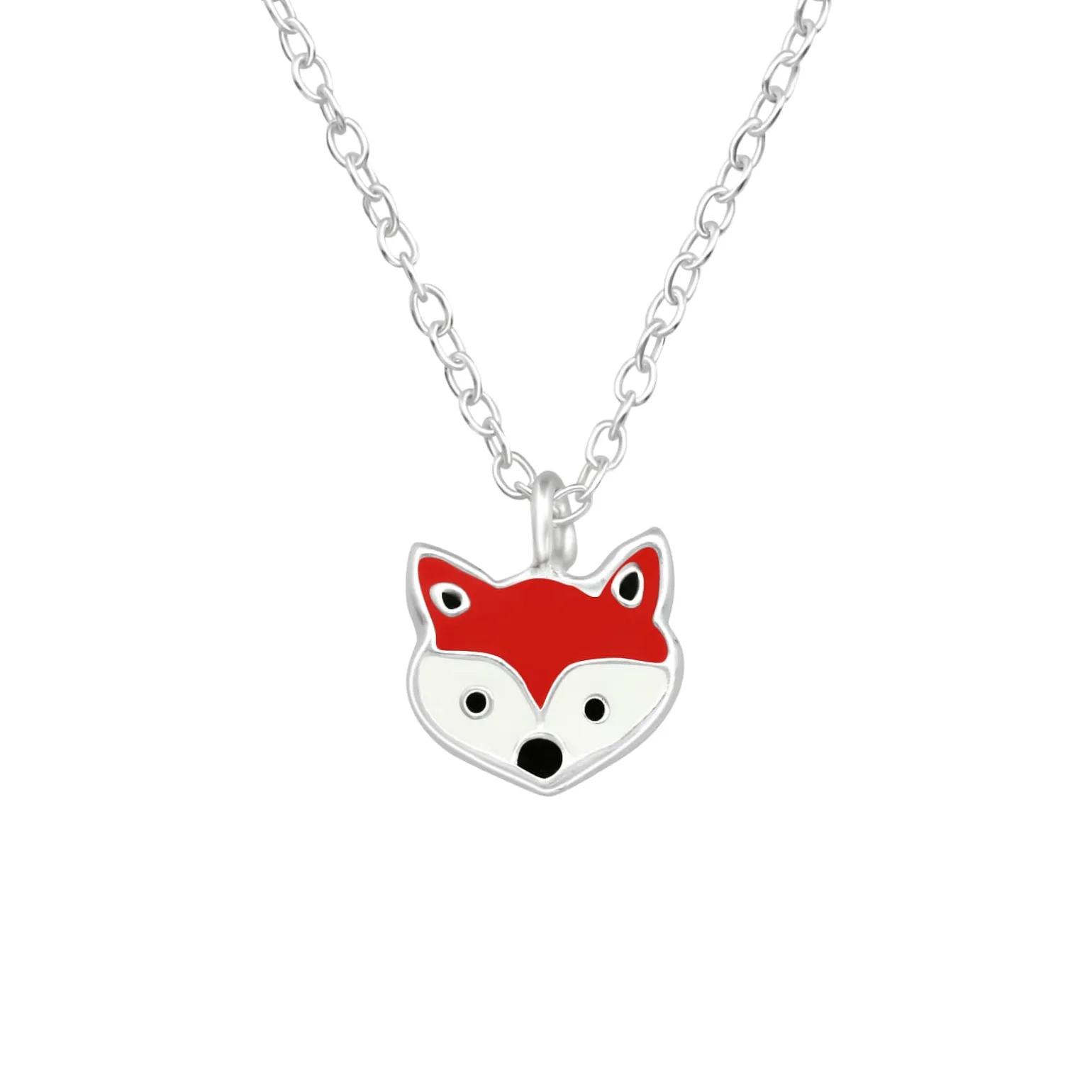 Zilveren ketting met hanger, vosje