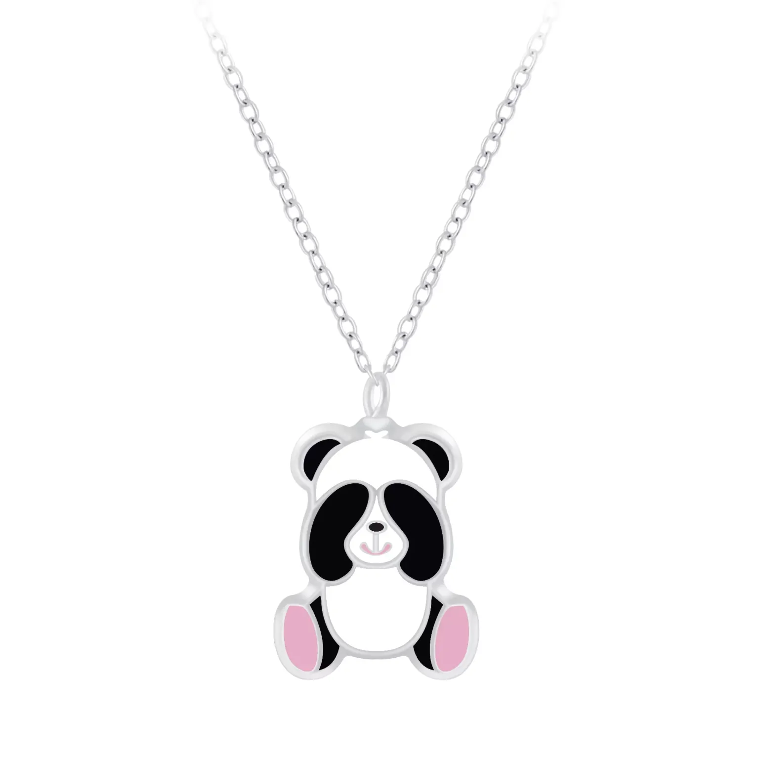 Zilveren ketting met hanger, panda