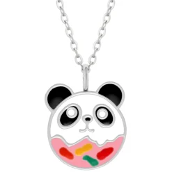 Zilveren ketting met hanger, pandadonut