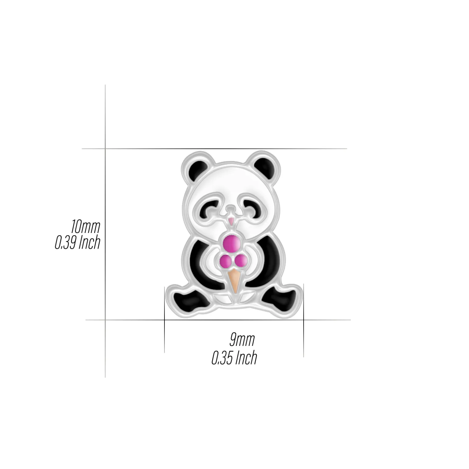 Zilveren ketting met hanger, panda met ijsje