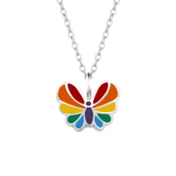 Zilveren ketting met kleurige vlinder