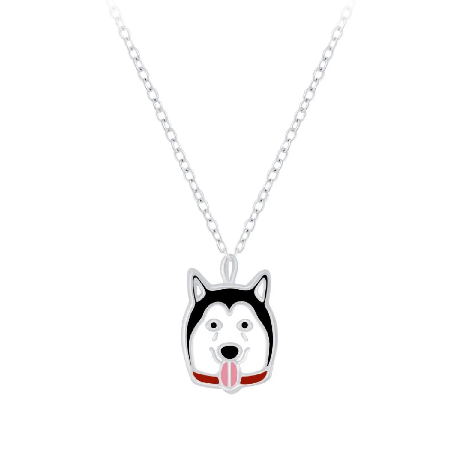 Zilveren ketting met sledehond