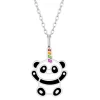 Zilveren ketting, panda met gekleurde hoorn