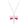 Zilveren ketting, roze libelle