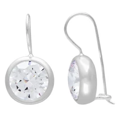 Zilveren oorhangers, cirkel met kristal