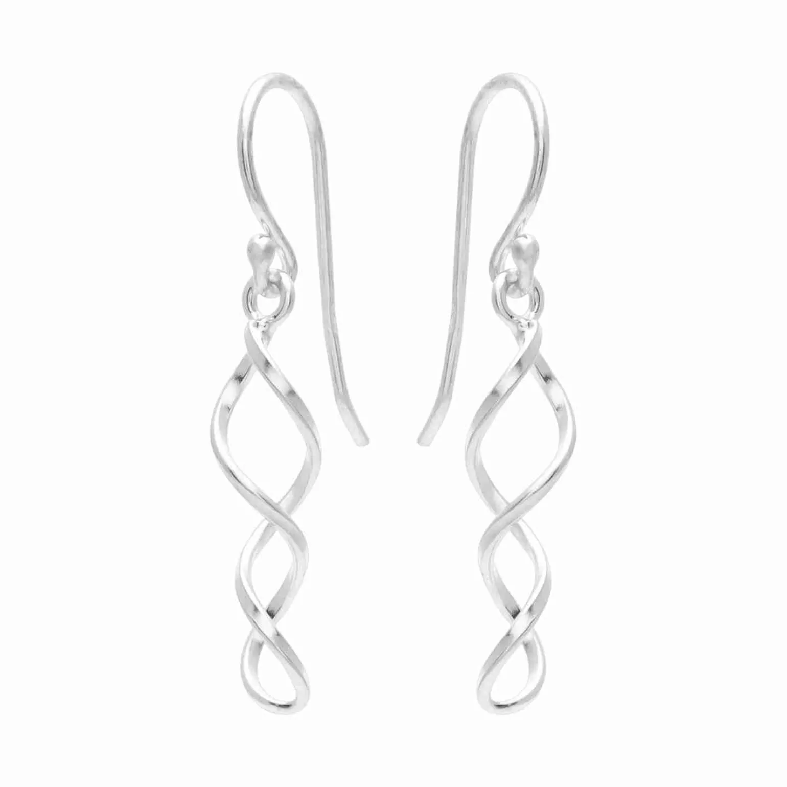 Zilveren oorhangers, gedraaide spiraal