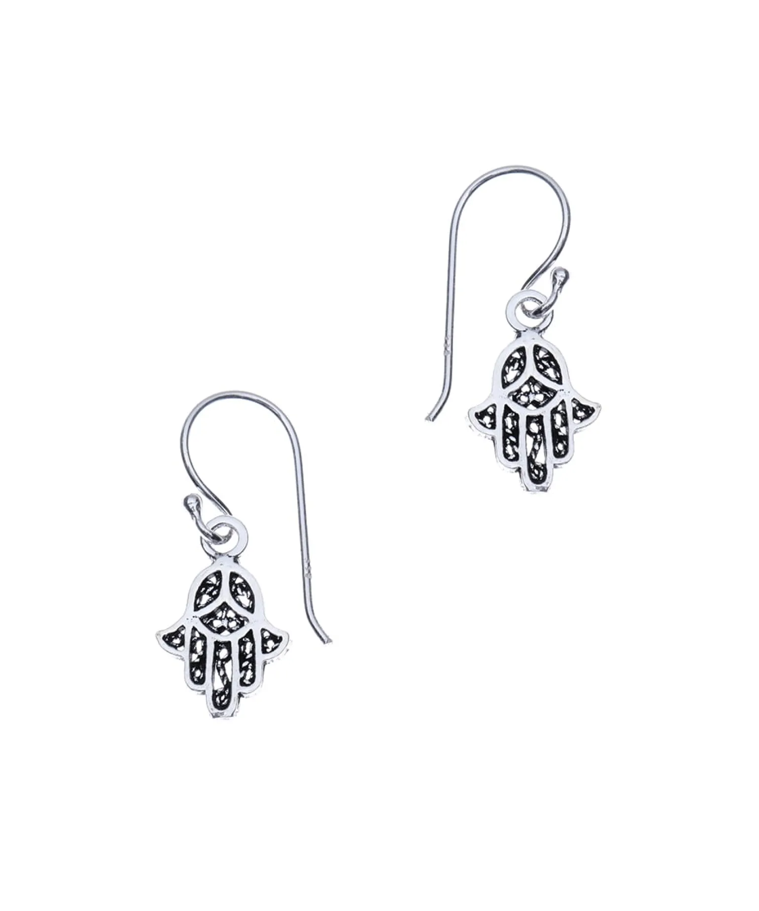 Zilveren oorhangers, hamsa