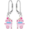 Zilveren oorhangers, ijscokar in pastelkleuren