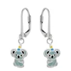 Zilveren oorhangers, koala met glitters en gekleurde unicorn hoorn