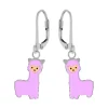 Zilveren oorhangers, lila alpaca