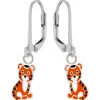 Zilveren oorhangers, oranje tijger