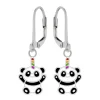 Zilveren oorhangers, panda met gekleurde hoorn