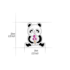 Zilveren oorhangers, panda met ijsje