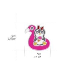 Zilveren oorhangers, pinguin met ijsje en kristalogen op flamingo