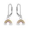 Zilveren oorhangers, regenboog met glitterwolkjes