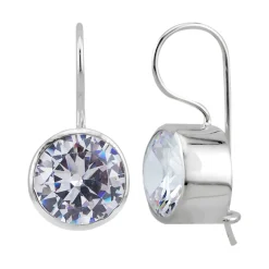 Zilveren oorhangers, rond kristal
