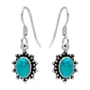 Zilveren oorhangers, zonnetje met ovale turquoise steen