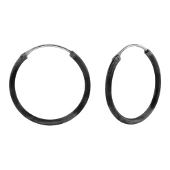 Zilveren oorringen, 18 mm, 1.2 mm dik, zwarte marmerlook
