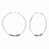 Zilveren oorringen, 50 mm Bali hoops met spiraaltjes, gedraaide band en bolletje