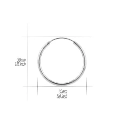 Zilveren oorringen, 30 mm plain