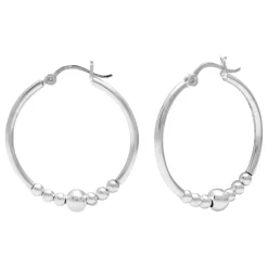 Zilveren oorringen, Bali hoops met bolletjes