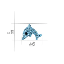 Zilveren oorringen, dolfijn met aqua kristallen